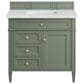 James Martin Vanities Brittany 36" Single Bathroom Vanity in Smokey Celadon with 3 cm Ethereal Noctis Quartz Top and Rectangular Sink, , large