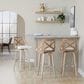 LumiSource Charlotte Swivel Bar Stool with White Faux Leather Upholstery in Whitewashed and Chrome (Set of 2), , large