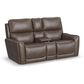 Flexsteel Carter Power Reclining Console Loveseat with Power Headrests in Cappuccino, , large
