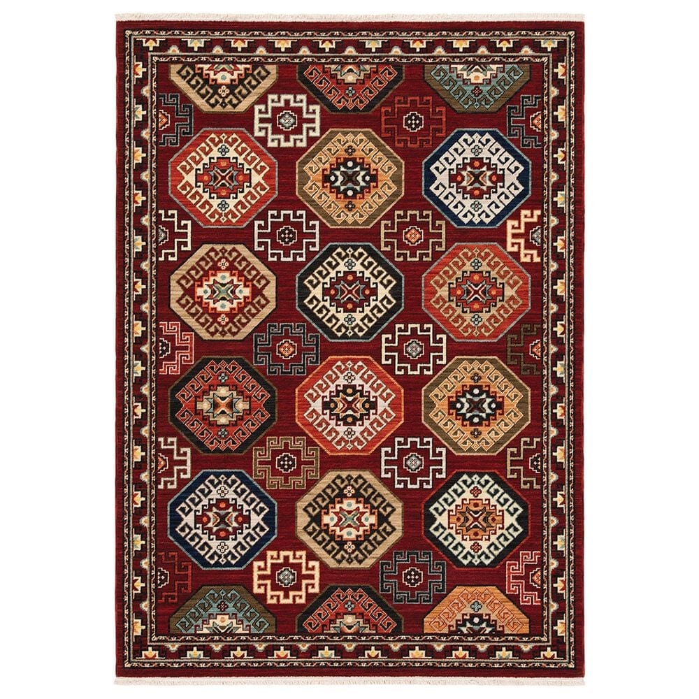 Oriental Weavers Lilihan Geometric 091R6 7"10" x 10"10" Red Area Rug, , large