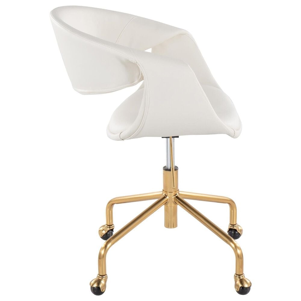 Lumisource Curvo Task Chair with White Cushion in Gold, , large