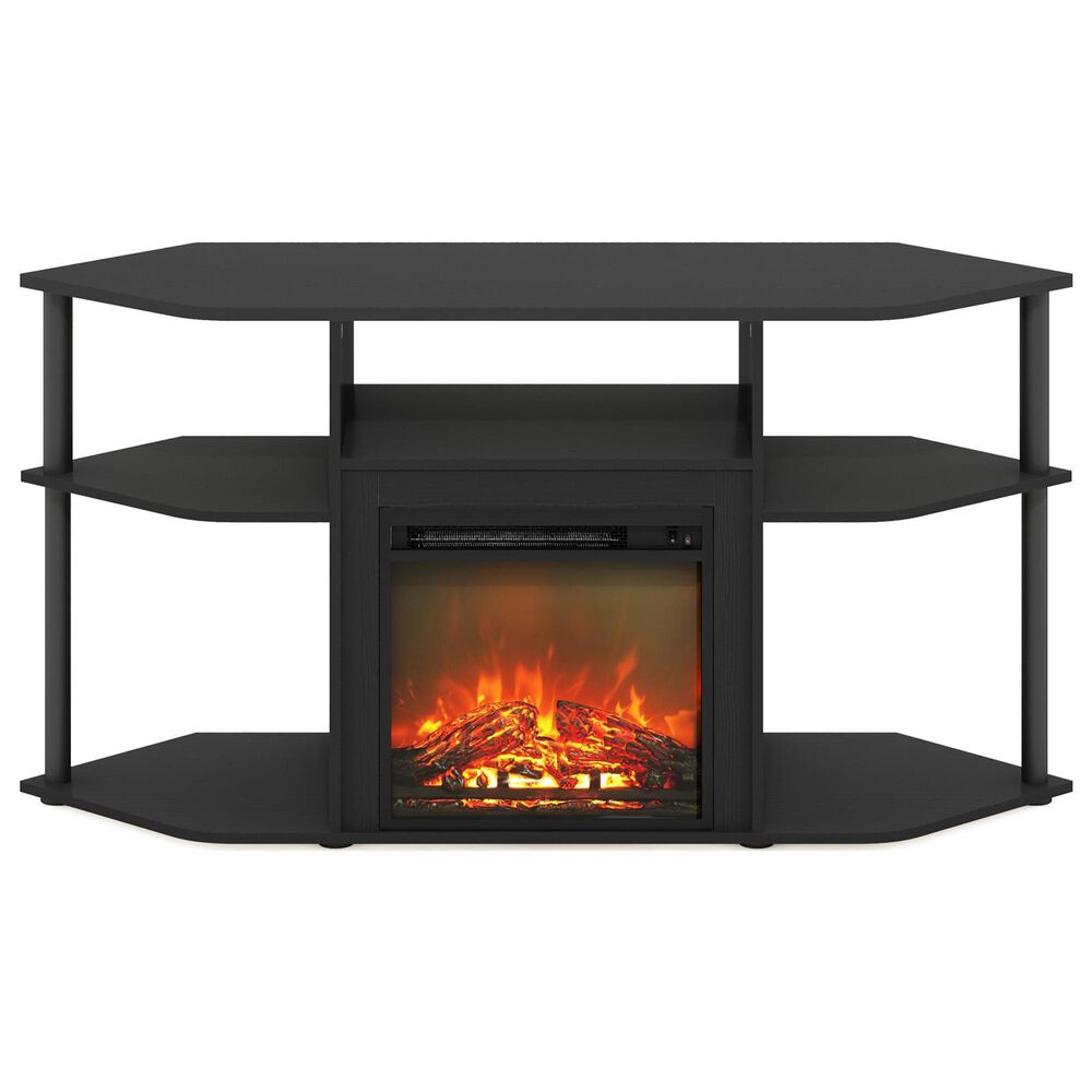 HOMLUX 47" Corner TV Stand with Electric Fireplace in Americano and Black, , large