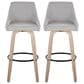 LumiSource Hannah Swivel Bar Stool with Grey Fabric Upholstery in Whitewashed and Black (Set of 2), , large