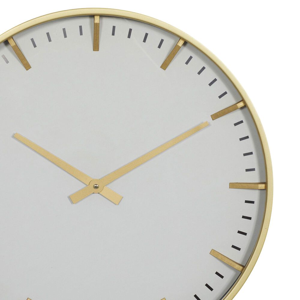 Maple and Jade Decorative Wall Clock in Matte Gold and White, , large