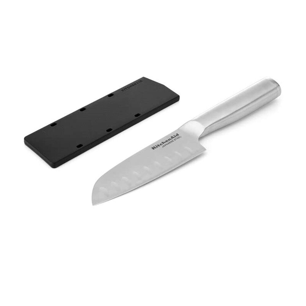 KitchenAid Gourmet 5&quot; Serrated Utility Knife with Blade Cover in Stainless Steel, , large