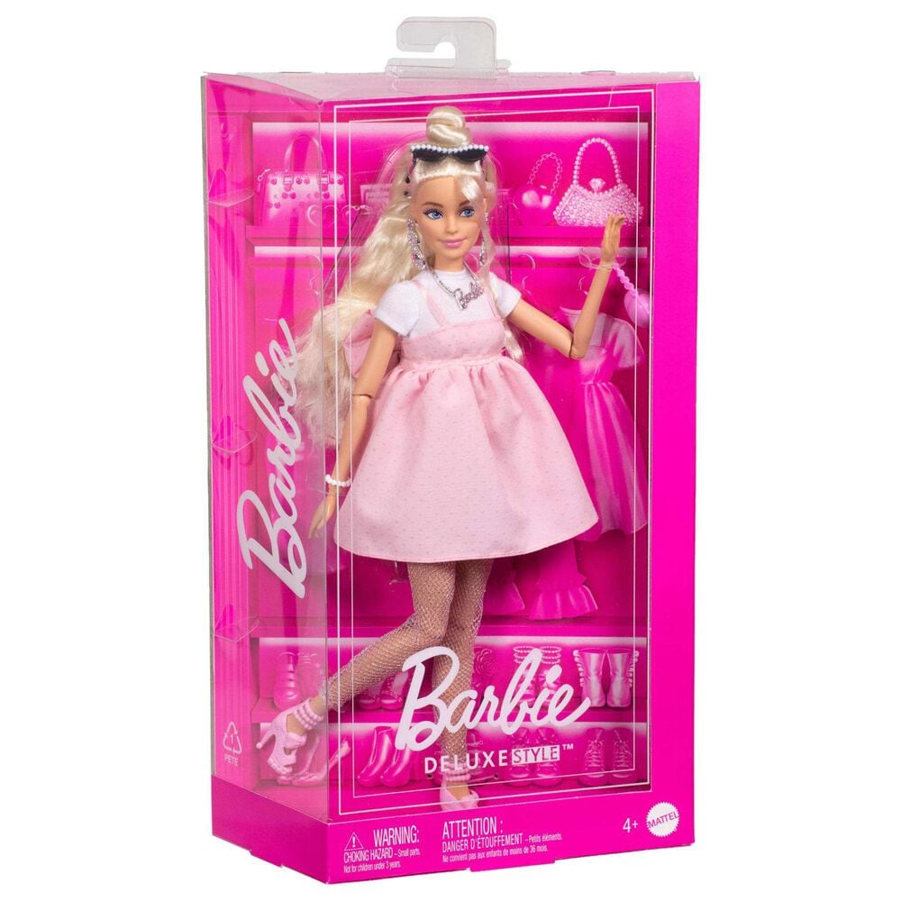 Barbie Deluxe Style Doll with Oversized Bow and Blond Hair in Pastel Pink, , large