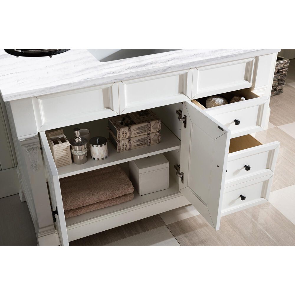 James Martin Vanities Brookfield 48&quot; Single Bathroom Vanity in Bright White with 3 cm Arctic Fall Solid Surface Top and Rectangle Sink, , large