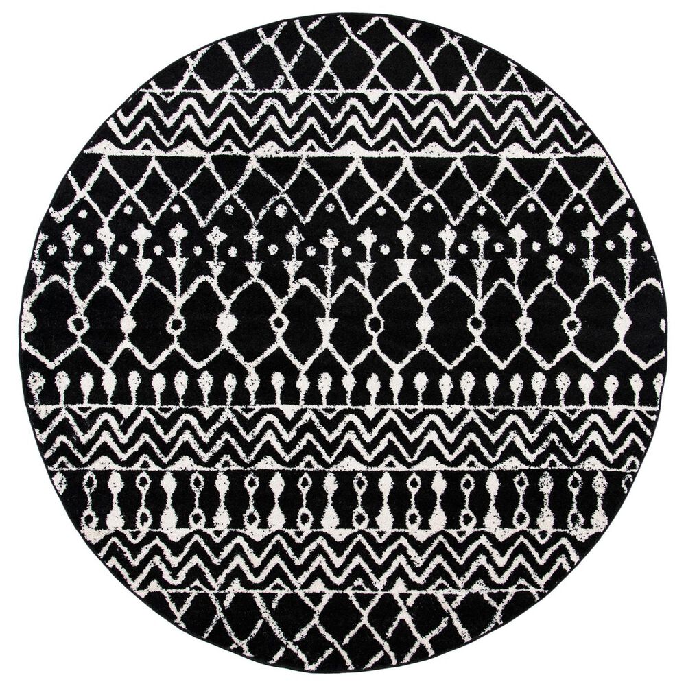 Safavieh Tulum TUL270 6"7" Round Black and Ivory Area Rug, , large