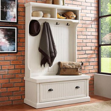 Crosley Furniture Seaside Hall Tree in Distressed White, , large