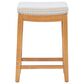Linon Home Decor Claridge Counter Stool with Striped Beige Cushion in Rustic Brown, , large