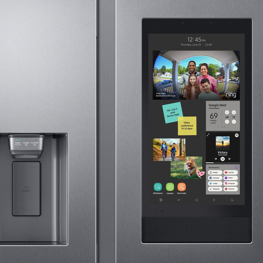 Samsung 26.7 Cu. Ft. Large Capacity Side by Side Refrigerator with Touch Screen Family Hub in Stainless Steel, , large