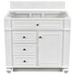 James Martin Vanities Bristol 36" Single Bathroom Vanity in Bright White with 3 cm Victorian Silver Quartz Top and Rectangular Sink, , large