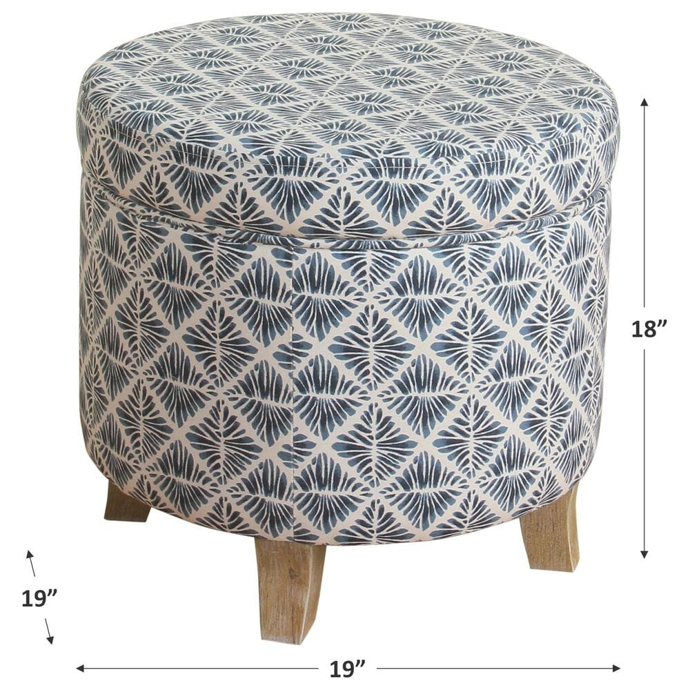 Kinfine Upholstered Ottoman in Blue and White, , large