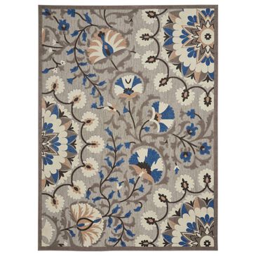 Nourison Aloha Floral 7"10" x 10"6" Grey and Multicolor Indoor/Outdoor Area Rug, , large