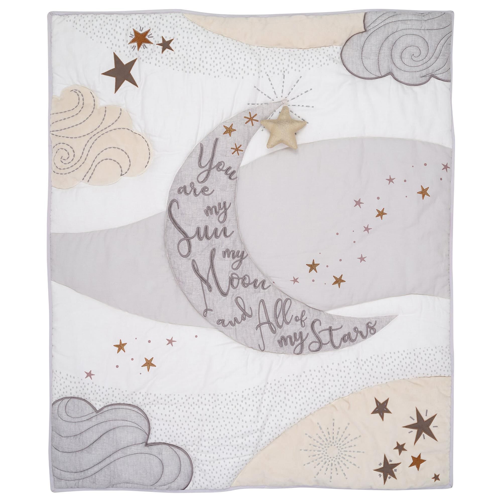 Lambs and Ivy Goodnight Moon 3 Piece Crib Bedding Set in White Gray and Copper NFM