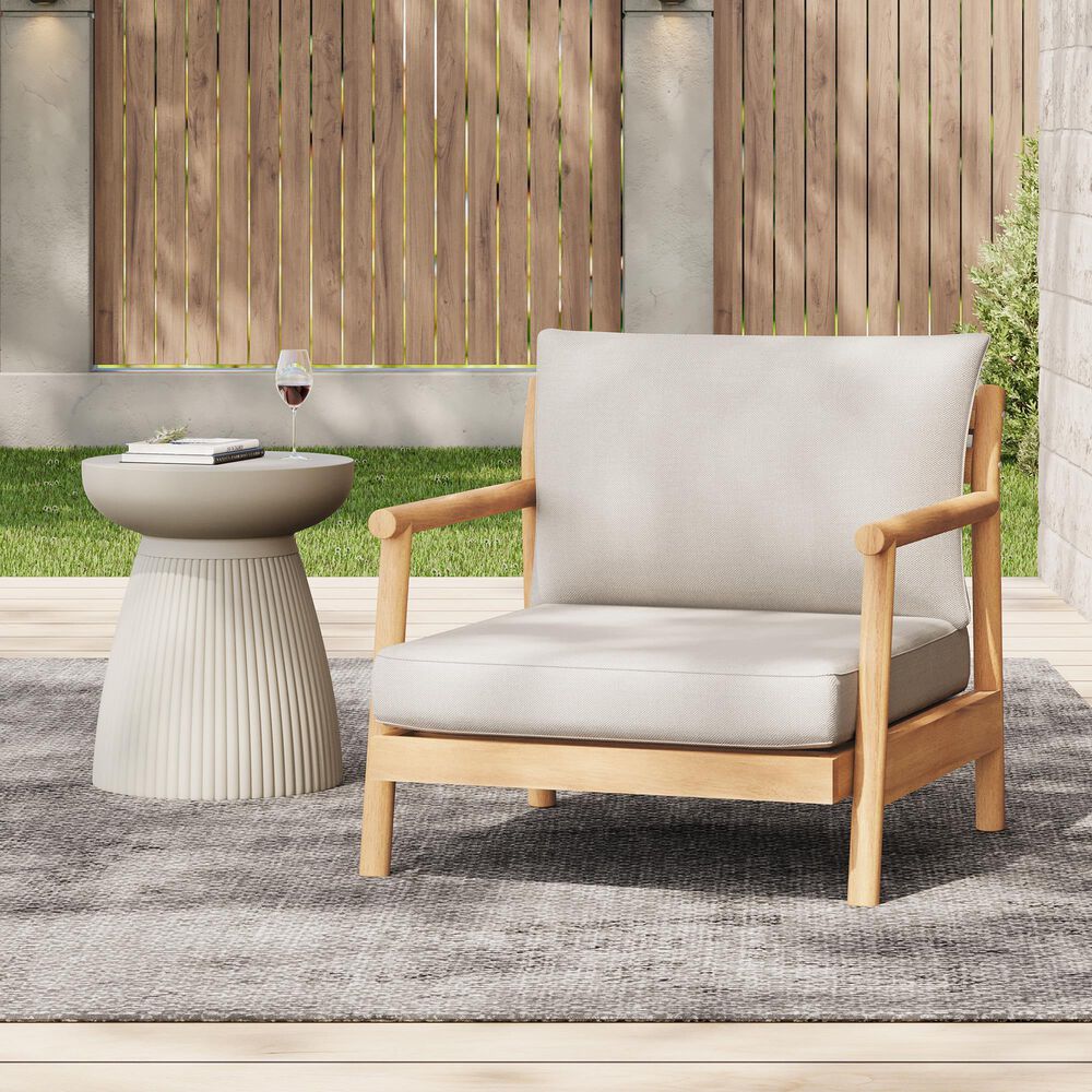 Hearth and Haven Outdoor Club Chair with Water-Resistant Cushion in Beige, , large