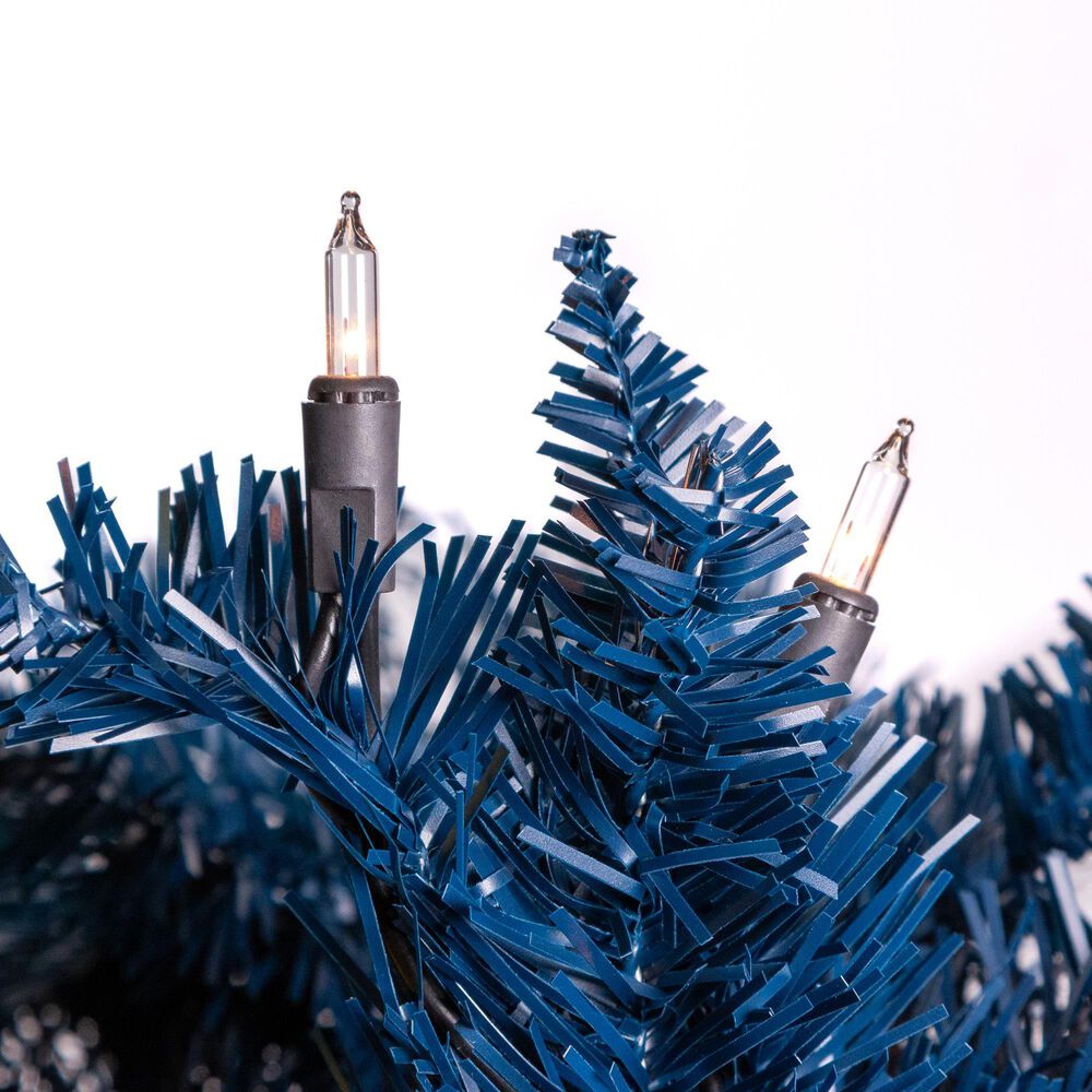 The Gerson Company 4&#39; Pre-Lit Tuscany Tinsel Christmas Tree in Dark Blue, , large