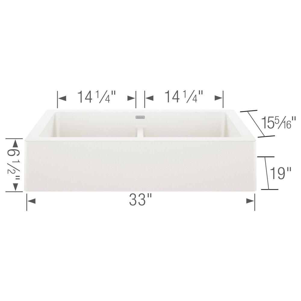 Blanco Vintera 33&quot; Equal Double Apron Farmhouse Sink in White, , large