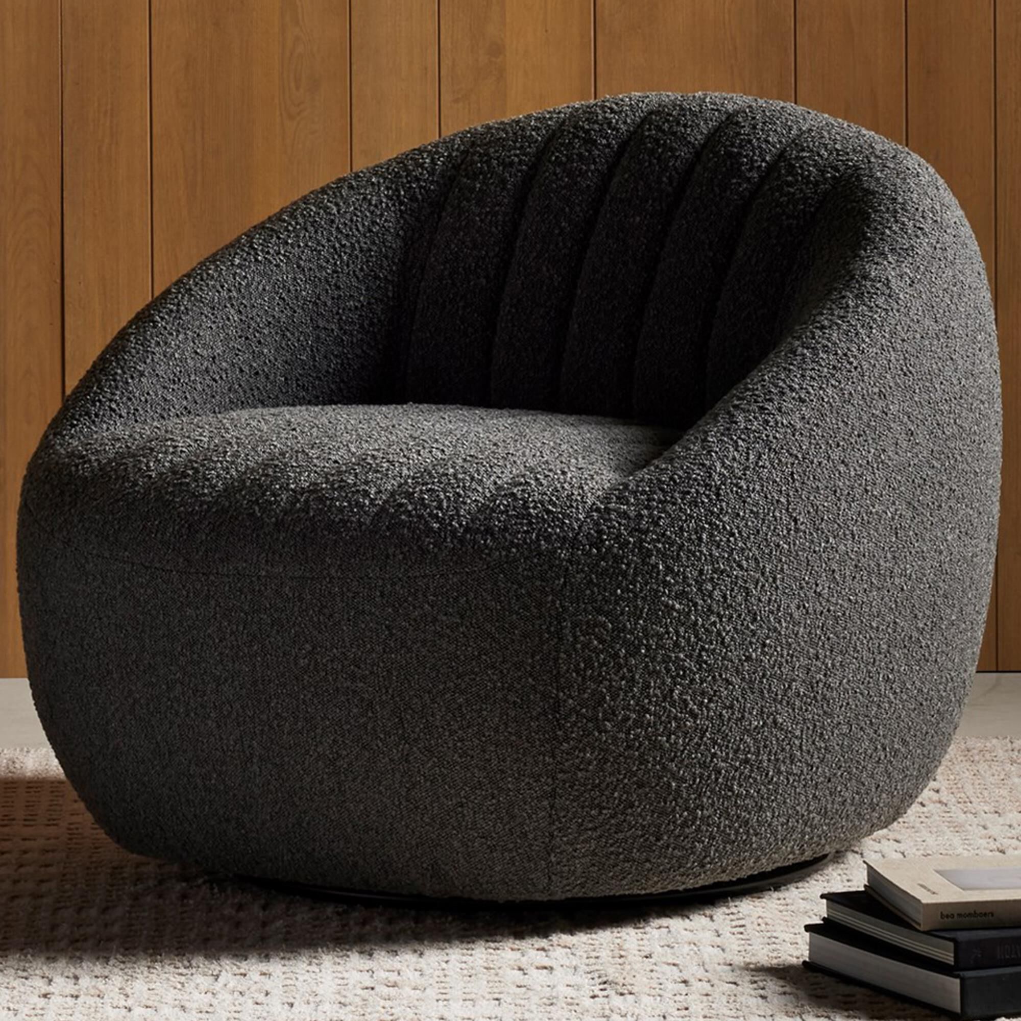 Four Hands Audie Swivel Chair in Knoll Charcoal