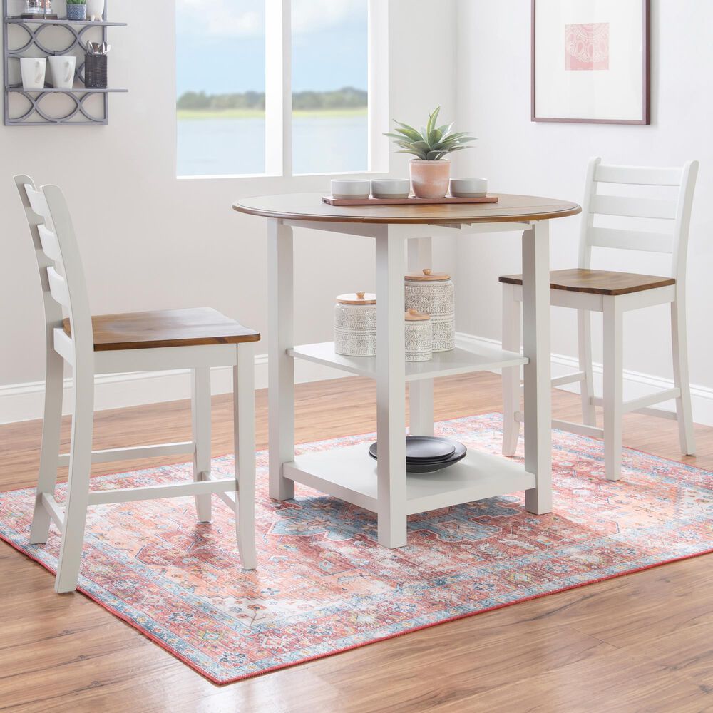 Linon Home Decor Colm 3-Piece Counter Set in Warm Brown and Light Grey, , large