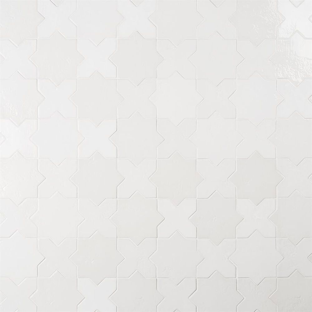 Soho Studio Malta White Star and Cross 6" x 6" Polished Porcelain Tile Kit, , large