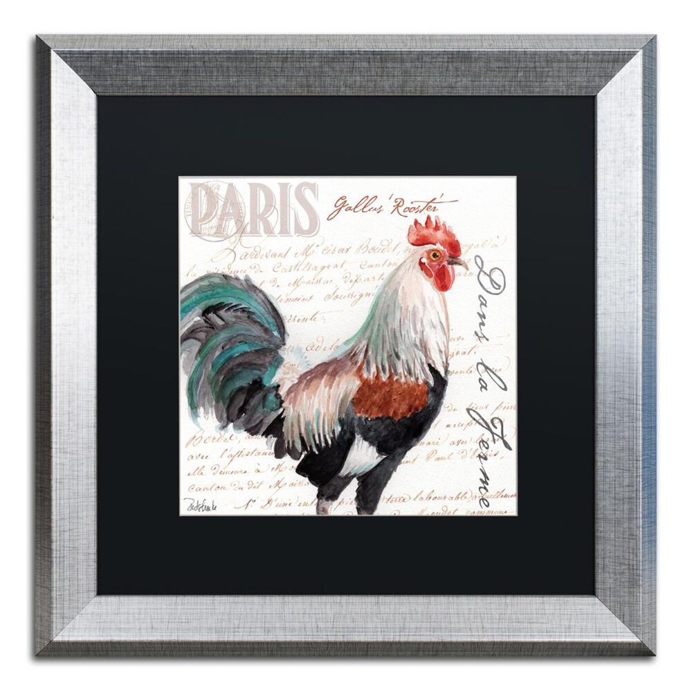 Timberlake Jennifer Redstreake "Dans la Ferme Rooster III" Black Matted Framed Art 11x11, , large