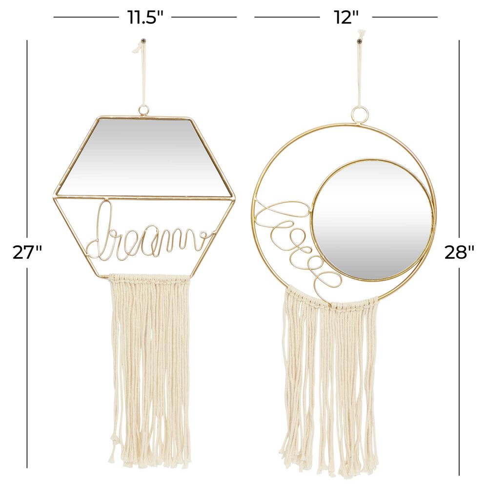 Novogratz Contemporary Wall Mirror in Polished Gold &#40;Set of 2&#41;, , large