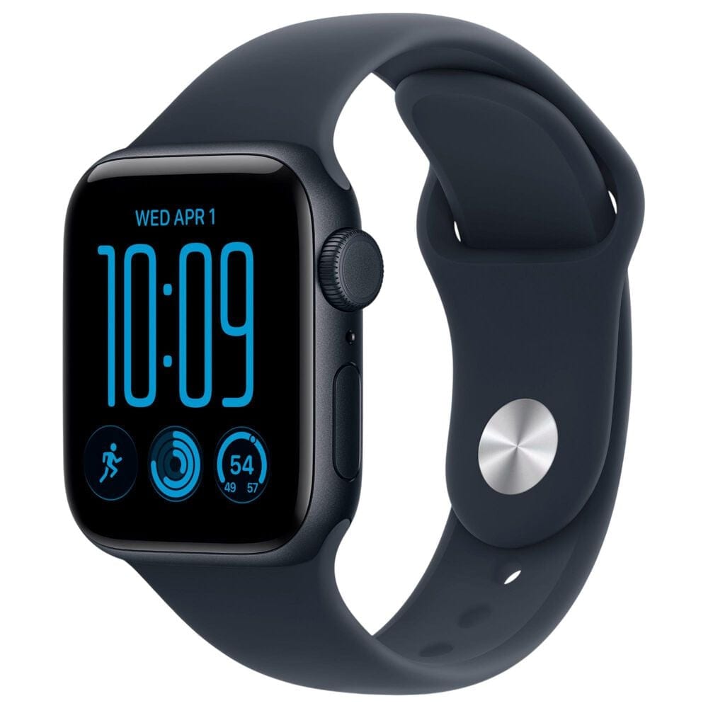 Apple Watch SE 3 (GPS + Cellular) 40mm Midnight Aluminum Case with Navy Blue Sport Band - S/M and 2-Year AppleCare+, , large