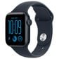 Apple Watch SE 3 (GPS + Cellular) 40mm Midnight Aluminum Case with Navy Blue Sport Band - S/M and 2-Year AppleCare+, , large