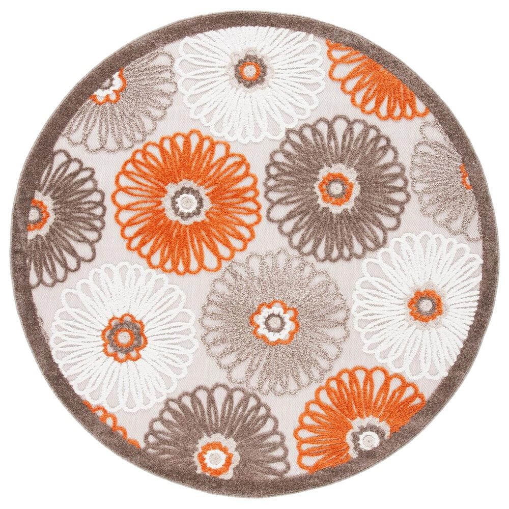 Safavieh Cabana CBN676C 6"7" Round Beige and Orange Indoor/Outdoor Area Performance Rug, , large