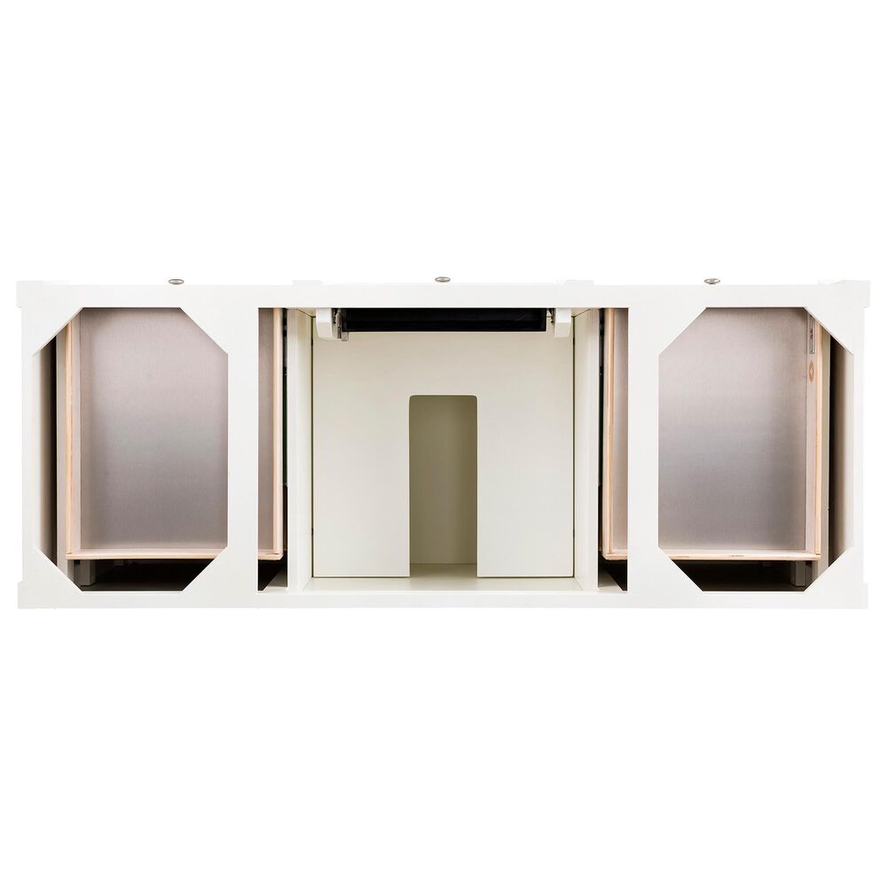 James Martin Vanities Brittany 60" Single Bathroom Vanity in Bright White with 3 cm Eternal Jasmine Pearl Silestone Top, Rectangular Sink and FreePower Wireless Charger, , large