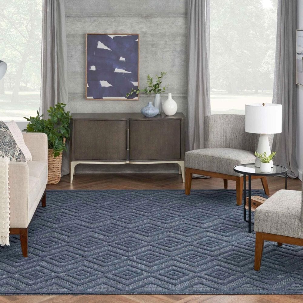 Nourison Versatile 7&#39; x 10&#39; Navy Blue Indoor/Outdoor Area Rug, , large