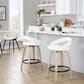 LumiSource Grotto Swivel Counter Stool with White Faux Leather Upholstery in Whitewashed Wood and Black (Set of 2), , large