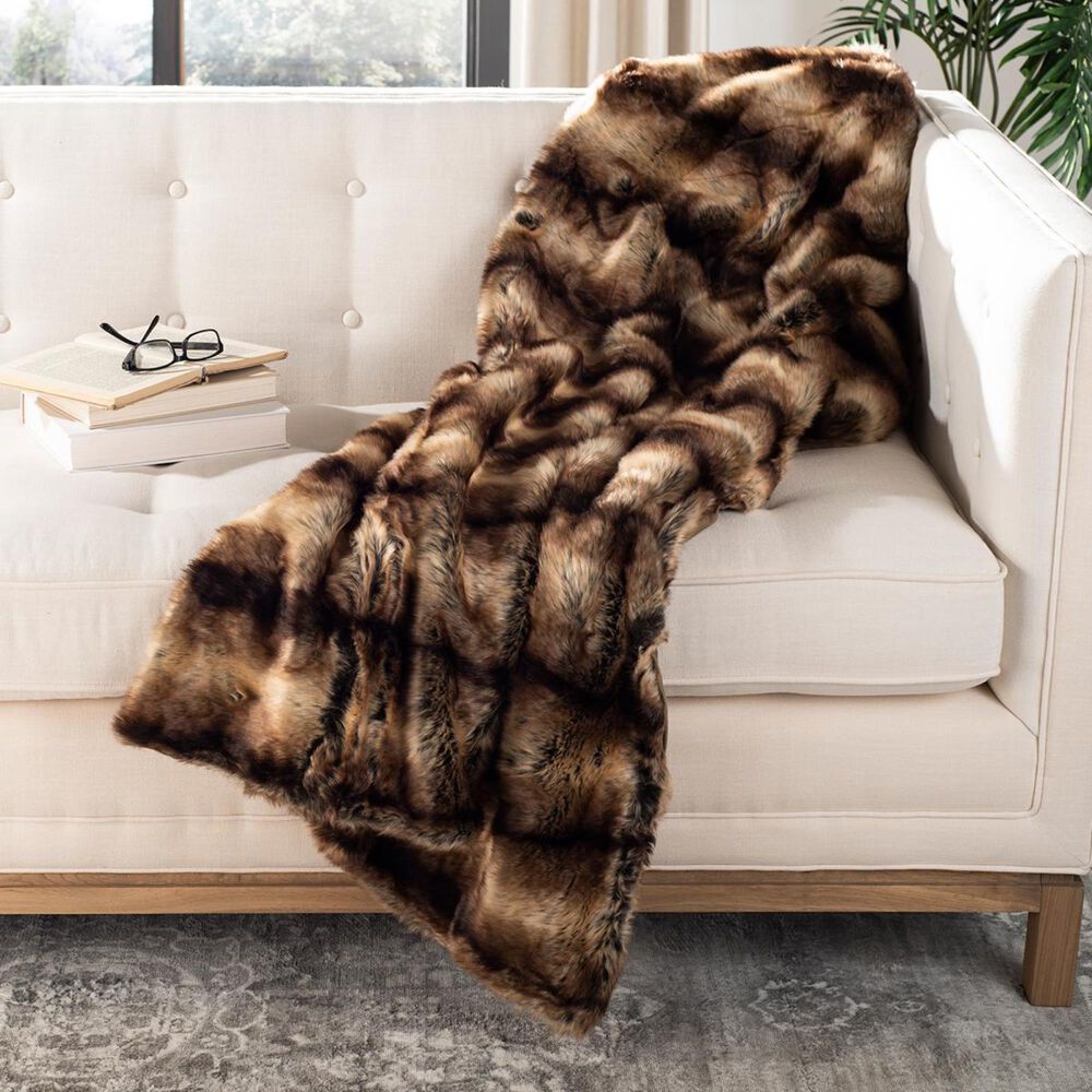 Safavieh Faux Luxe Queen Throw in Chocolate, , large