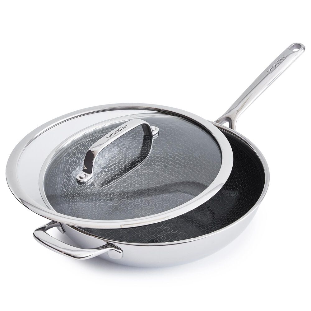 Green Pan Spectra 12" Wok with Lid in Stainless Steel, , large