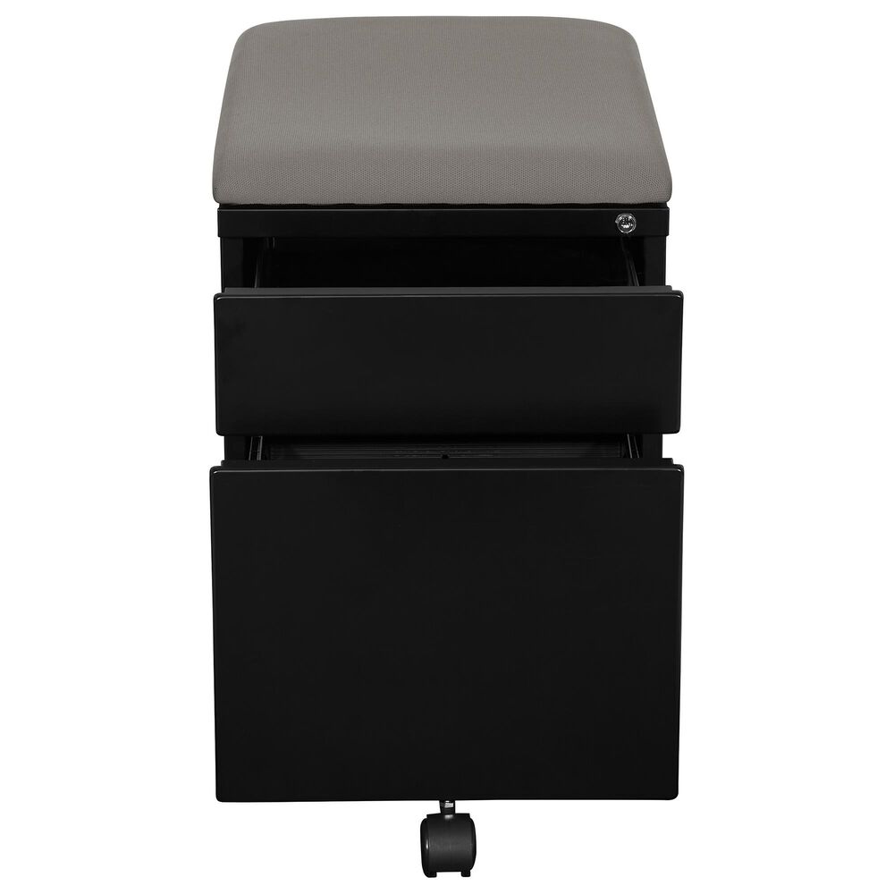 Valor Living Mobile File with Padded Seat in Black, , large