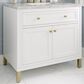 James Martin Vanities Chicago 36" Single Bathroom Vanity in Glossy White with 3 cm Eternal Jasmine Pearl Quartz Top and Rectangular Sink, , large