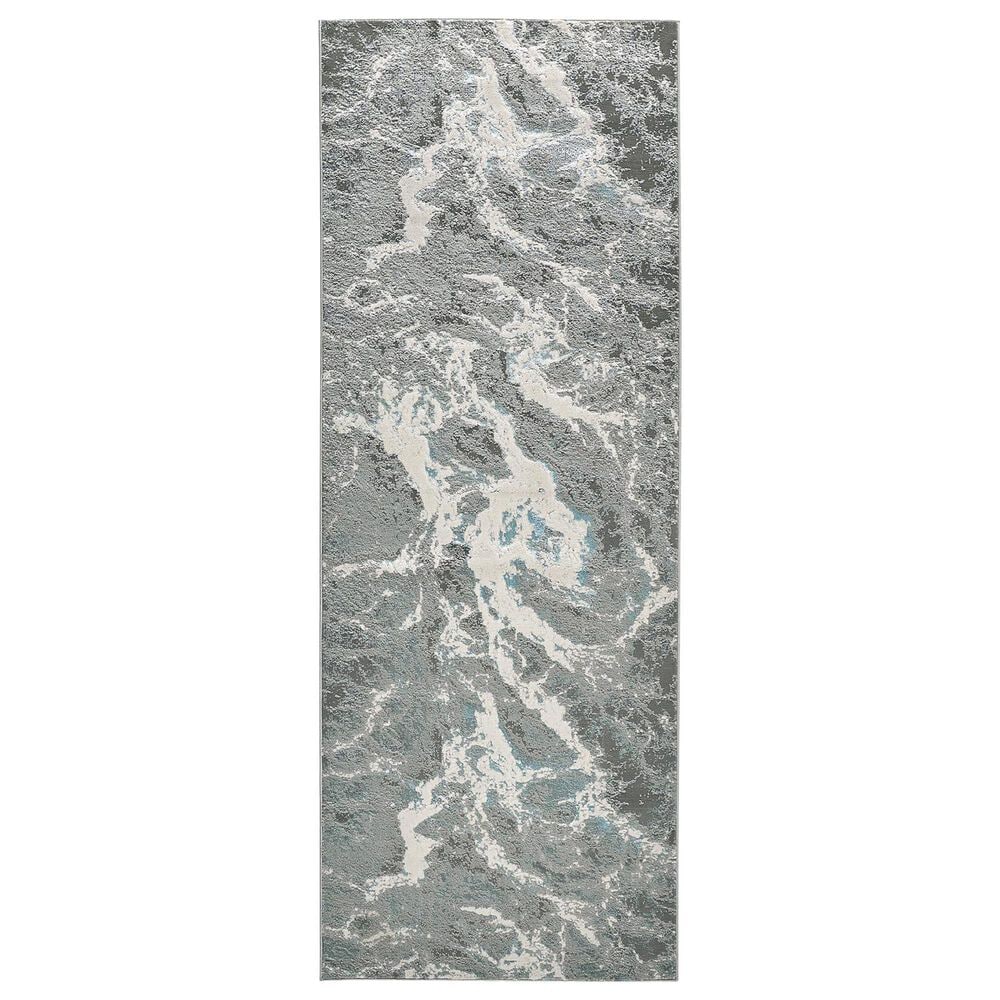 Feizy Azure Gray and Blue 2&#39;10&quot; x 7&#39;10&quot; Runner, , large