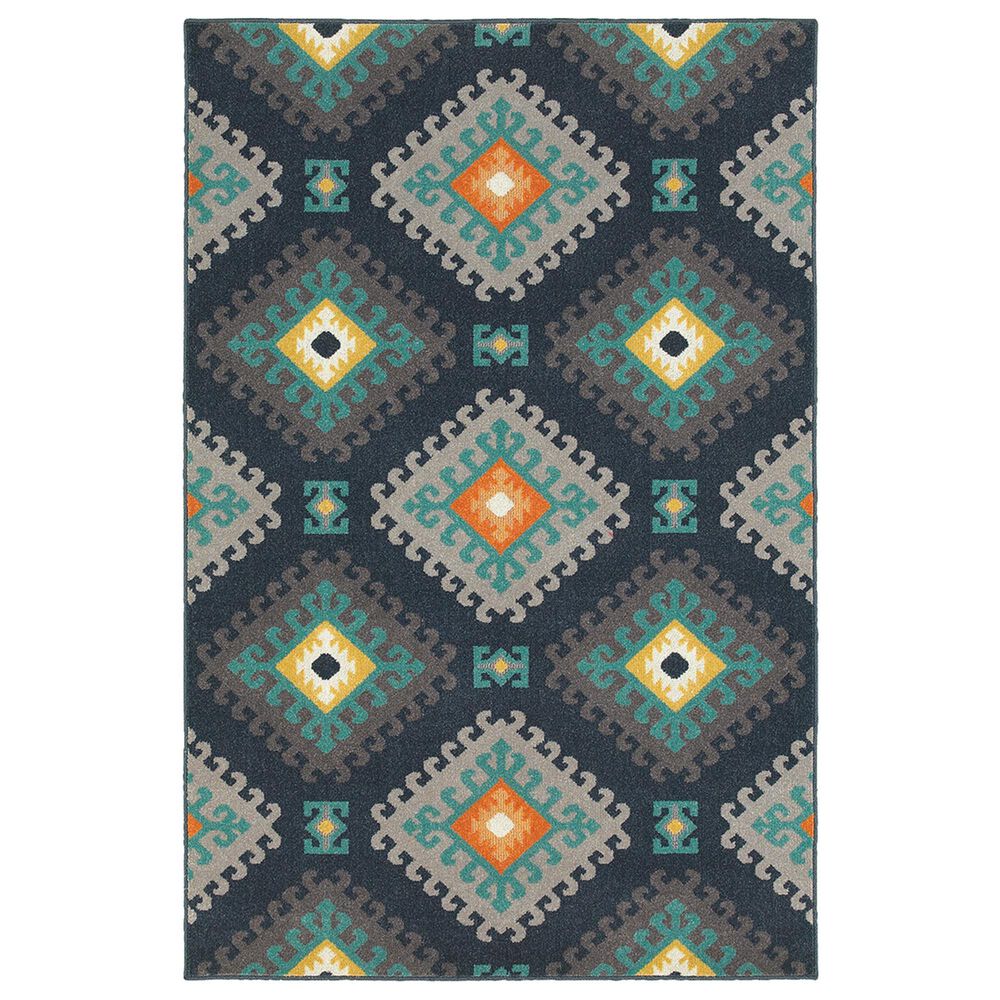 Oriental Weavers Hampton 4929B 9"10" x 12"10" Navy and Grey Area Rug, , large