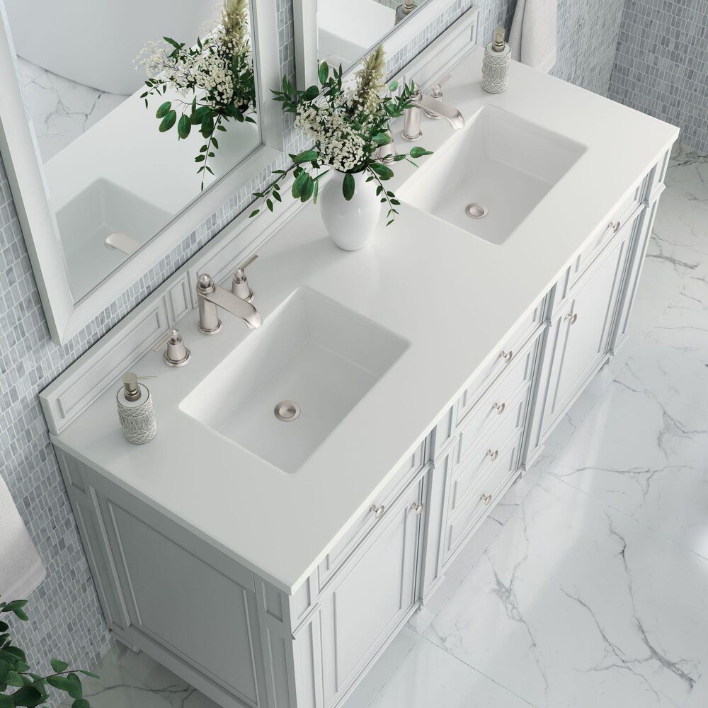 James Martin Bristol 60" Double Bathroom Vanity Cabinet in Bright White, , large