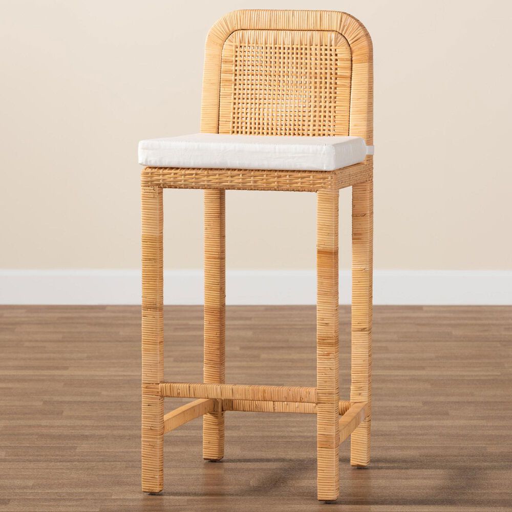 Baxton Studio Zariah Bar Stool in Natural Brown, , large