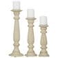Maple and Jade 12", 15", 18" Distressed Turned Pillar Decorative Candle Holder in Beige (Set of 3), , large