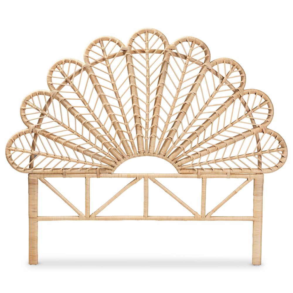 Baxton Studio Variel Queen Rattan Headboard in Natural Brown, , large