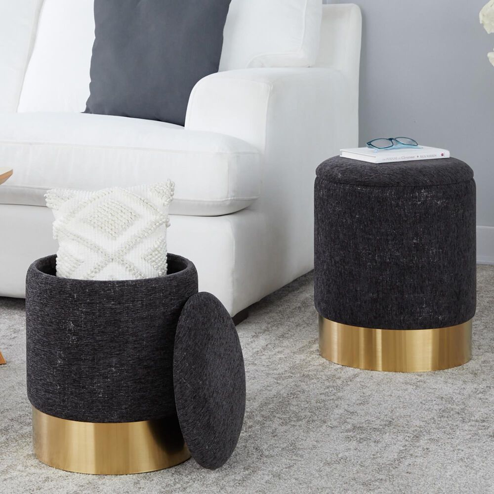 Lumisource Marla 2-Piece Nesting Ottoman Set in Black, , large