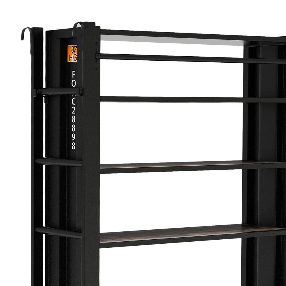 Furniture of America Katz 5 Shelves Bookcase with Ladder in Black/Dark Oak, , large