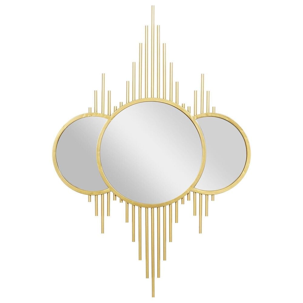 Maple and Jade Metal Geometric Wall Mirror in Gold, , large