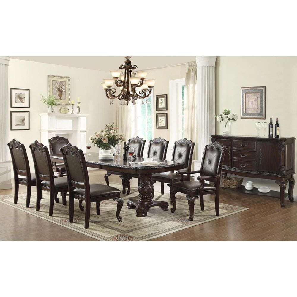 Crown Mark Kiera Dining Table in Rich Brown - Table Only, , large