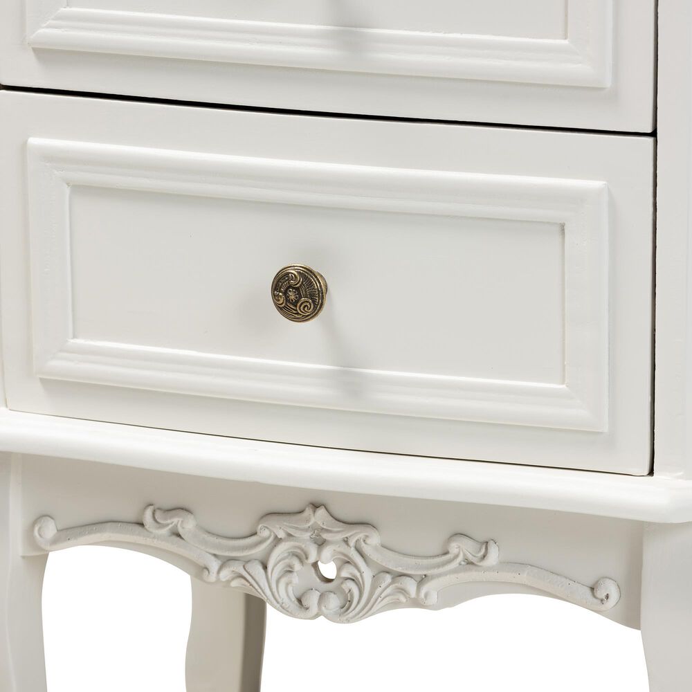 Baxton Studio Darlene 2-Drawer End Table in White and Cherry Brown, , large