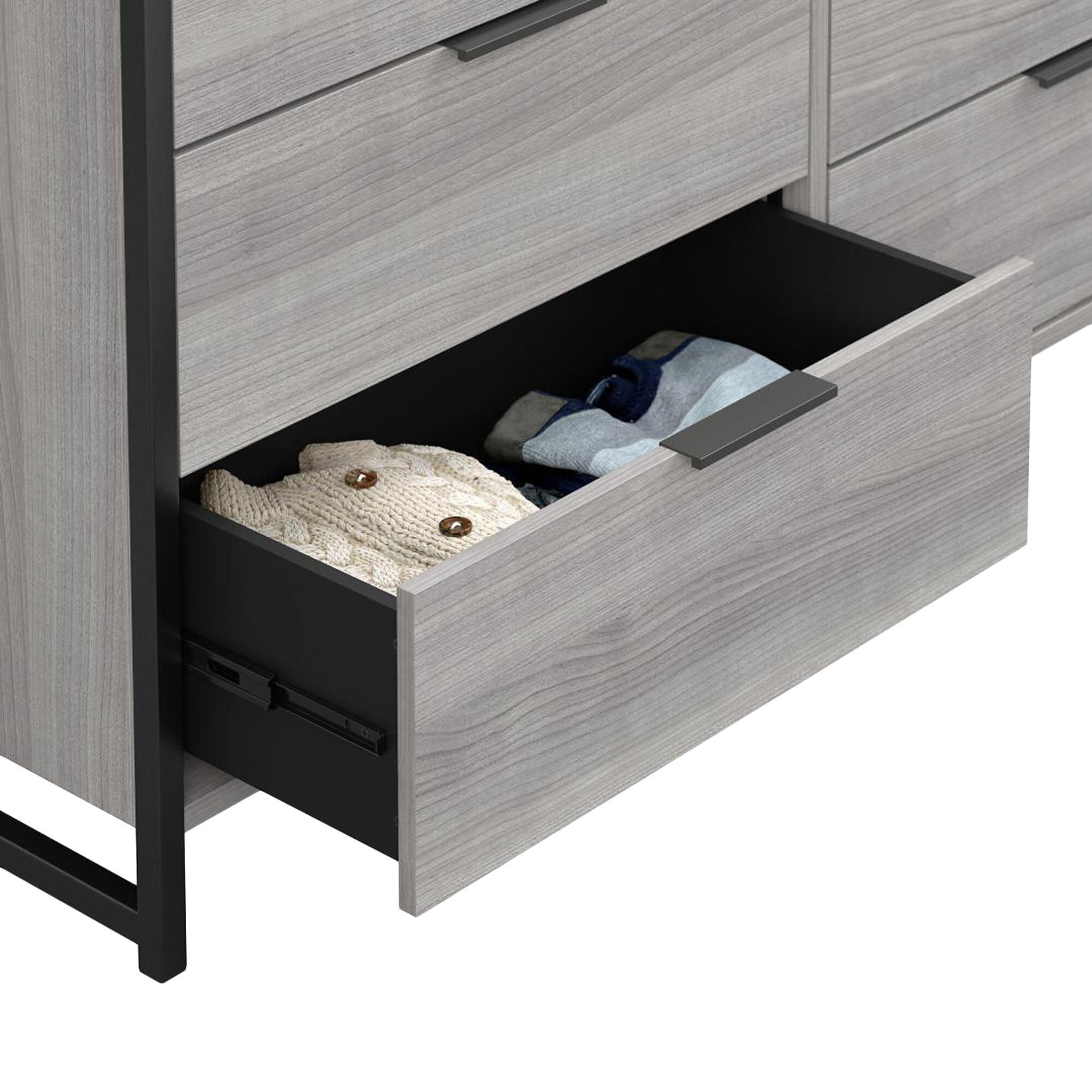 Bush Atria 6 Drawer Dresser in Platinum Gray and Black NFM