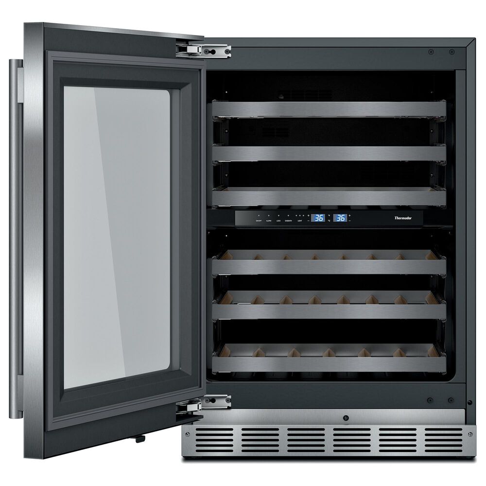 Thermador 24" Glass Door Wine Cooler with Masterpiece Handle Left Hinge in Stainless Steel, , large